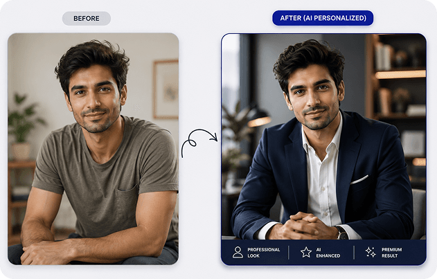 Before and after transformation for male casual portrait