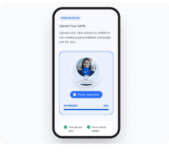Upload selfie mobile screen preview